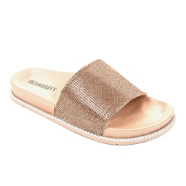 Champagne shiny slippers RL216 golden 1