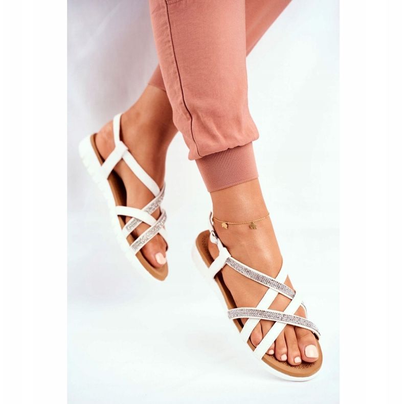 Women's Sandals Lu Boo With Cubic Zirconia 406-6 White Feen 1