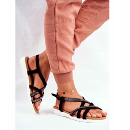 Women's Sandals Lu Boo With Cubic Zirconia 406-6 Black Feen 1