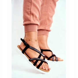 Women's Sandals Lu Boo With Cubic Zirconia 406-6 Black Feen 2