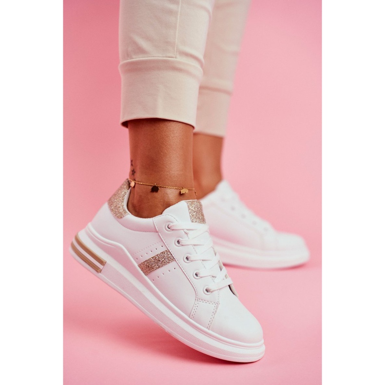 Women's Sport Shoes White Gold Glitter Narval yellow 1