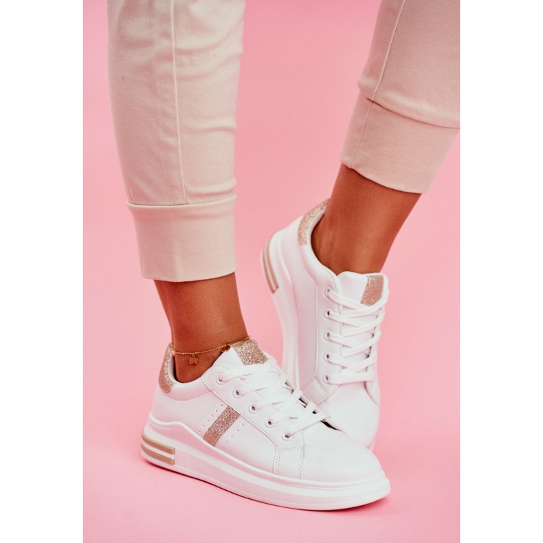 Women's Sport Shoes White Gold Glitter Narval yellow 2