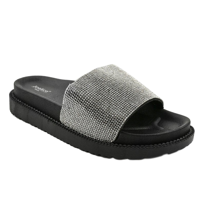 Black slippers with sequins SF-01 1