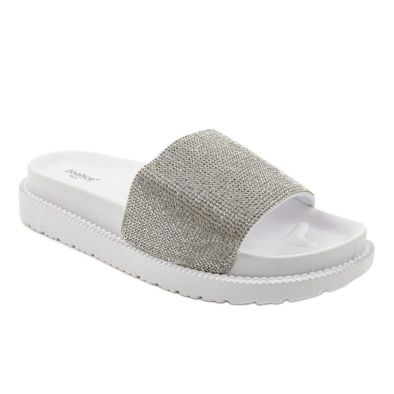 White slippers with sequins SF-01 grey 1