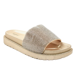 Gold slippers with sequins SF-01 golden 1