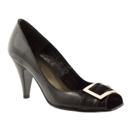 Leather pumps with a buckle Nessi 110-08 black 1