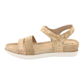 Sandals with a leather insert Inblu Platino OF019 beige golden 1