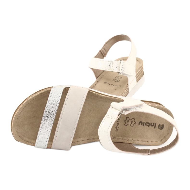 Sandals with a leather insert Inblu Argento OF019 white grey 4