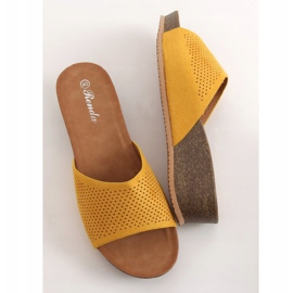 Slippers on low wedges honey 10-238 Yellow 1