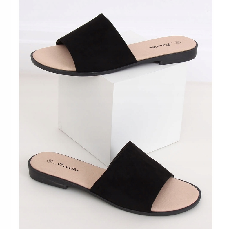 Black women's black slippers WL1606 Black 1 Black women's black slippers WL1606 Black 1