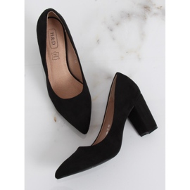 Pumps on the post black suede E08-12 Black 2