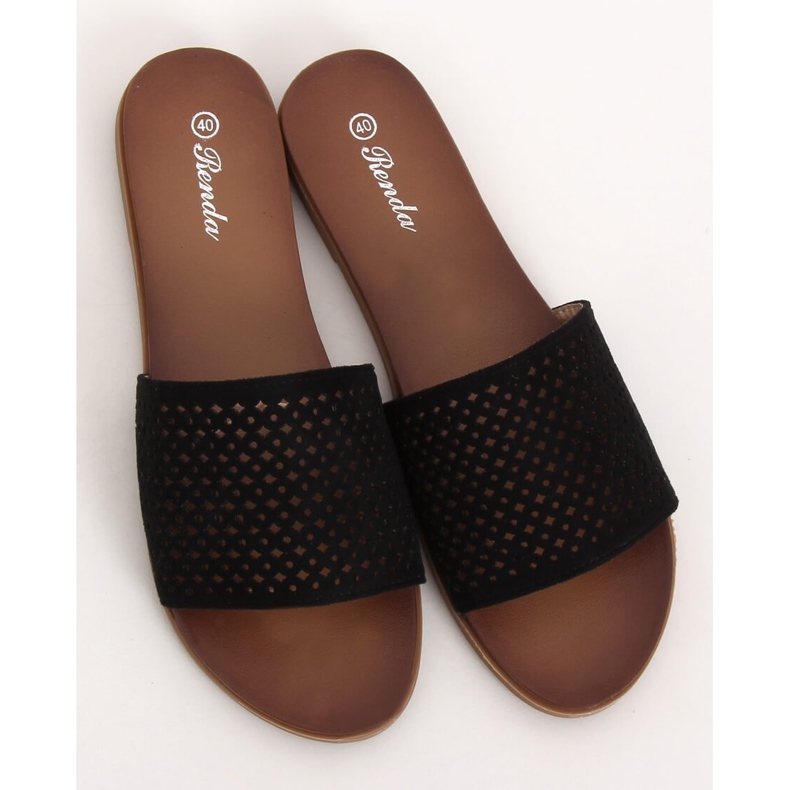 Black openwork slippers 620-63 Black 1