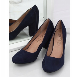 Pumps on the post E08-10 Blue navy blue 1