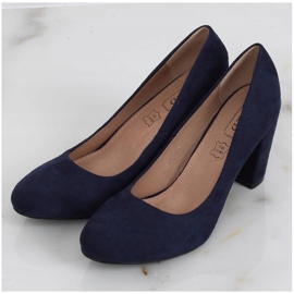 Pumps on the post E08-10 Blue navy blue 2