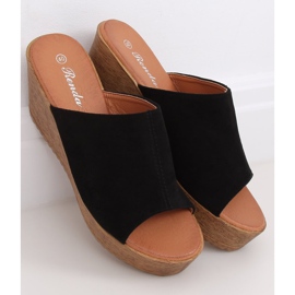 Black slippers on the wedge clogs black 10-236 Black 1