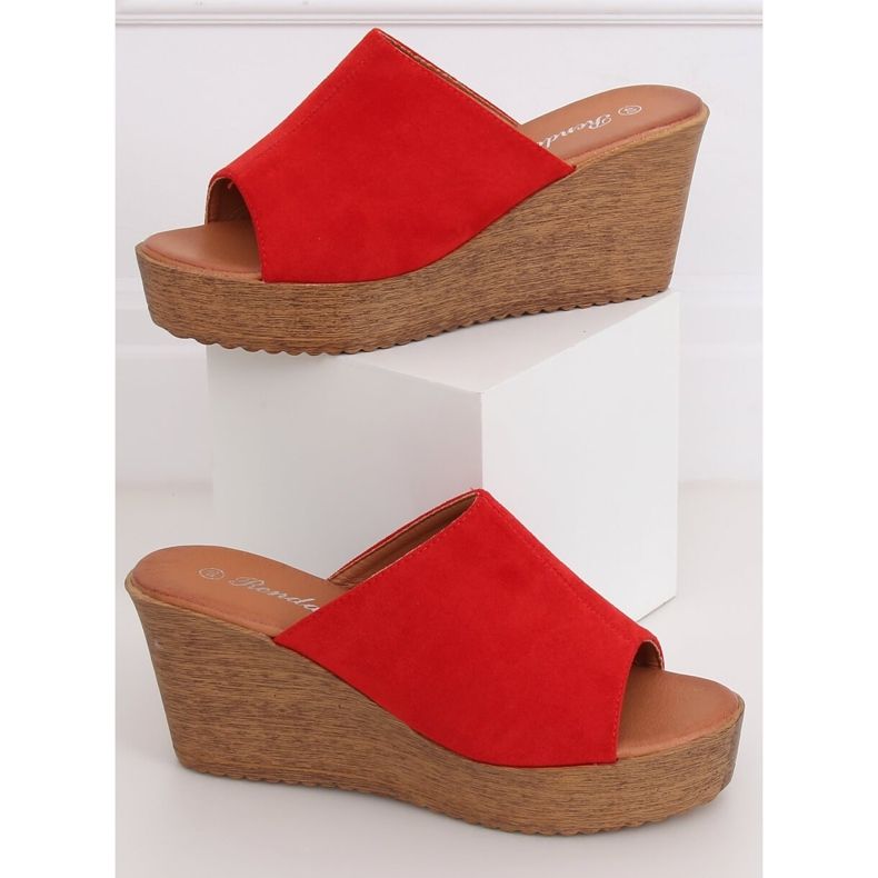 Red wedge slippers red 10-236 Red 1