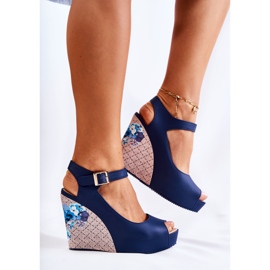 HV Women's Navy Blue Sandals On The Nemesis Wedge 1