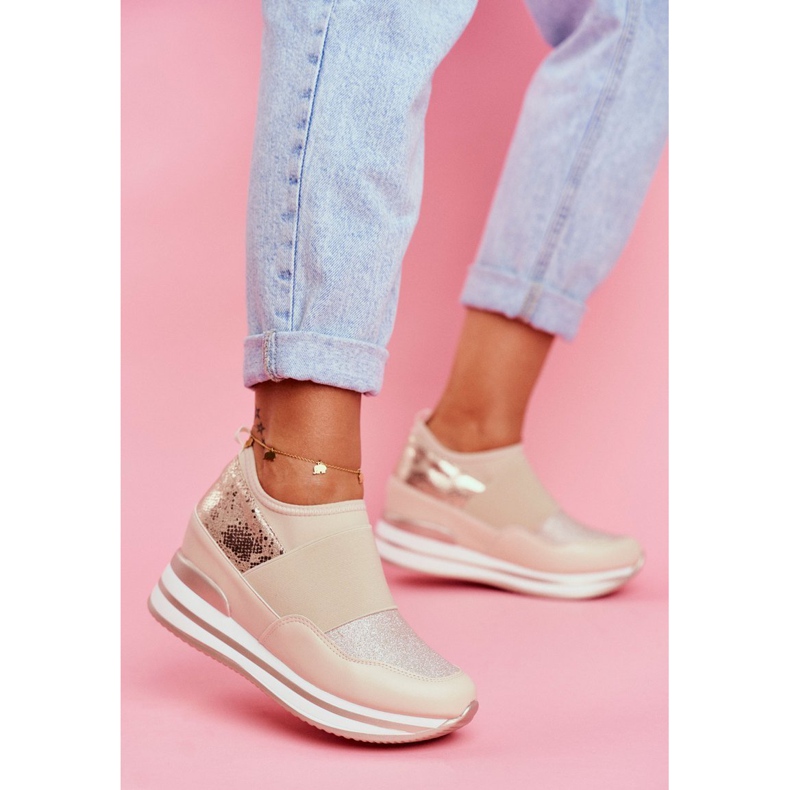 Women's Sport Slip On Wedge Shoes Beige Cold Play 1