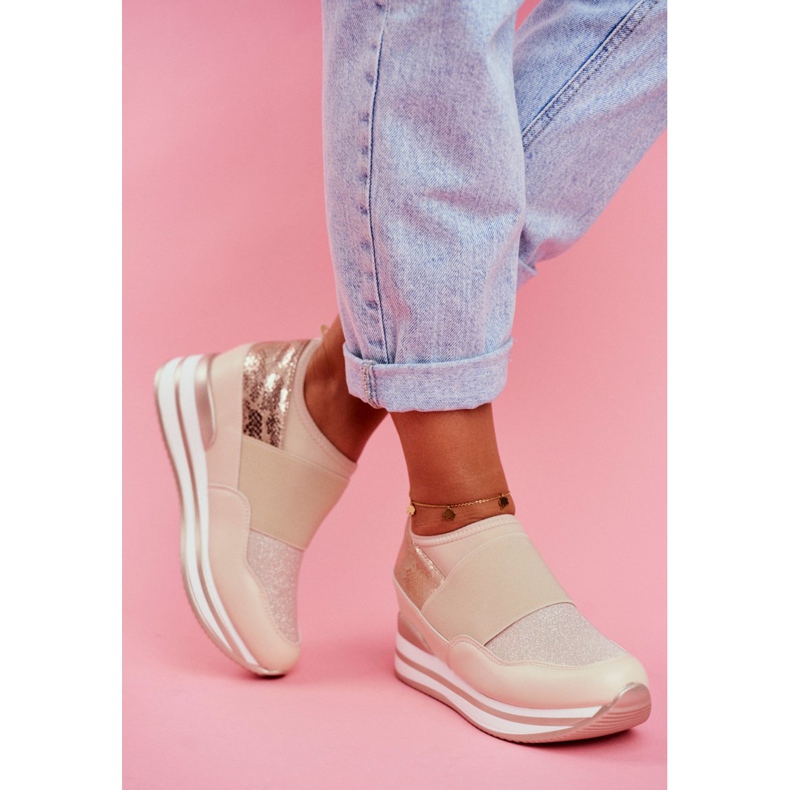 Women's Sport Slip On Wedge Shoes Beige Cold Play 2