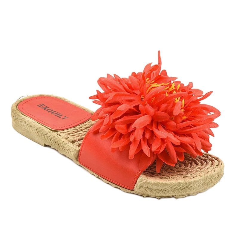 Red flip-flops with flowers espadrilles CD-1831 1