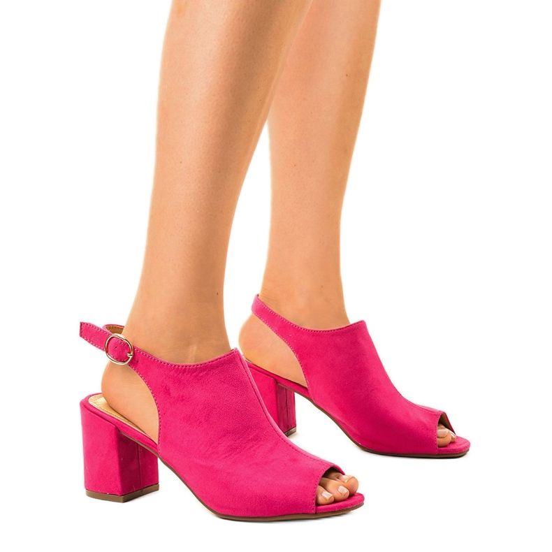 Pink high-heeled sandals with an upper Z029 1