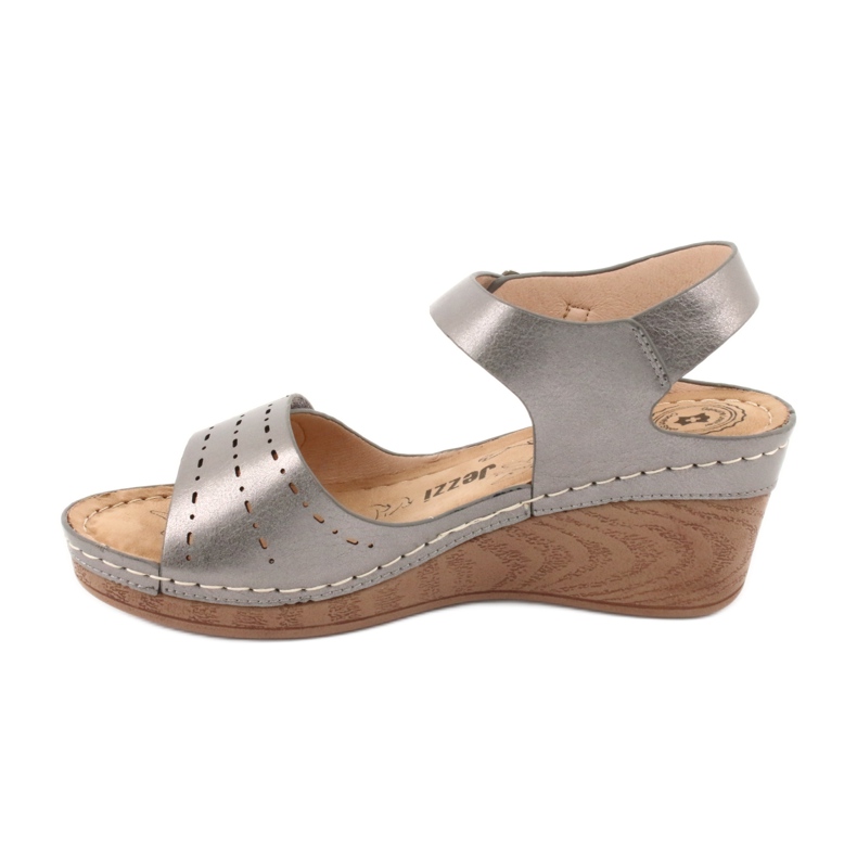 Evento Metallic women's sandals on wedge 9SD98-0980 gray grey 1