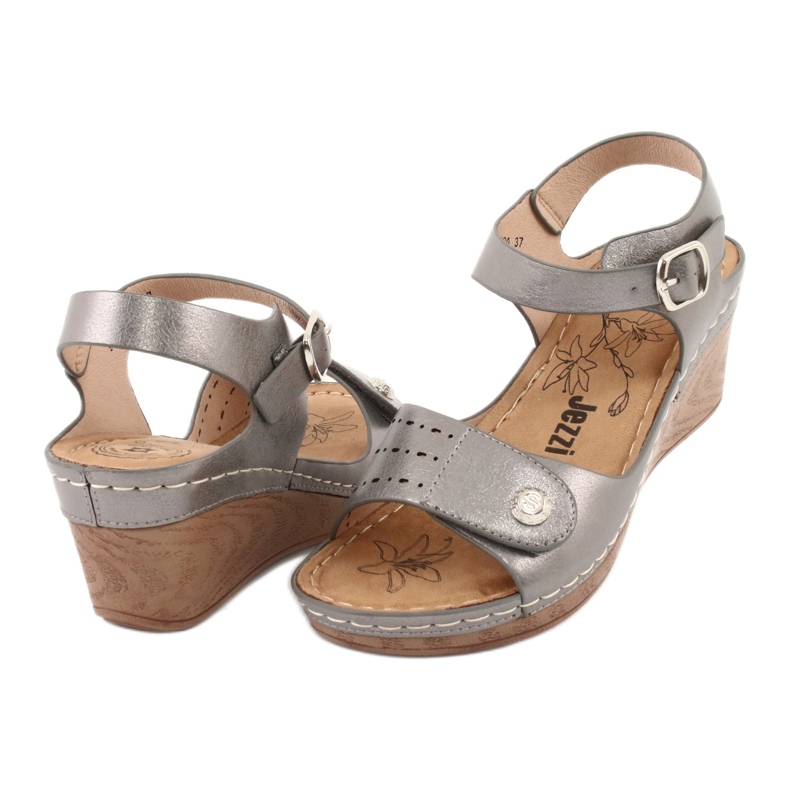 Evento Metallic women's sandals on wedge 9SD98-0980 gray grey 3
