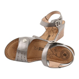 Evento Metallic women's sandals on wedge 9SD98-0980 gray grey 4
