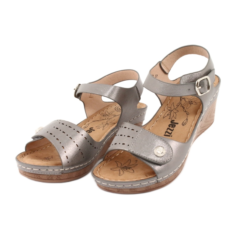 Evento Metallic women's sandals on wedge 9SD98-0980 gray grey 2