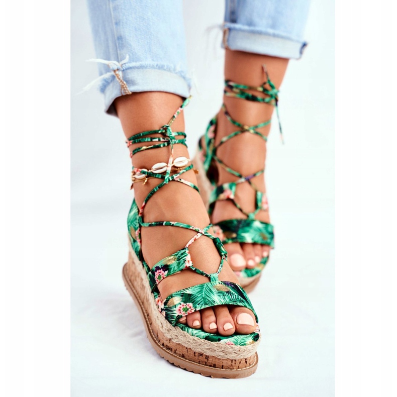 FB2 Women's Sandals On The Cork Platform Tied Green My Way multicolored 2