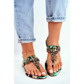 Women's Sandals Elegant Flip-flops Crystals Green Under Control 1
