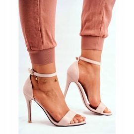 PS1 Women's Sandals On A High Heel Eco-suede Beige Liberty 2