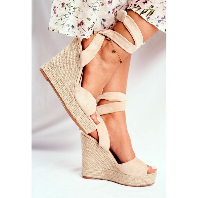 SEA Women's Sandals On Wedge Tied Beige Belleza 1 SEA Women's Sandals On Wedge Tied Beige Belleza 1