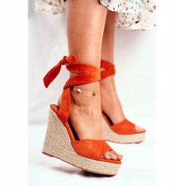 PS1 Women's Sandals On Wedge Tied Orange Belleza 1