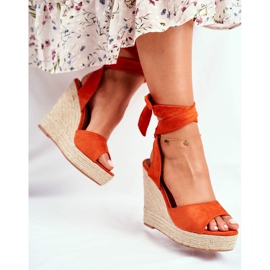 PS1 Women's Sandals On Wedge Tied Orange Belleza 2