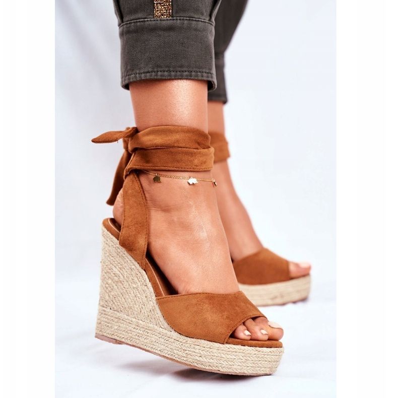 PS1 Women's Sandals On Wedge Tied Camel Belleza brown 1
