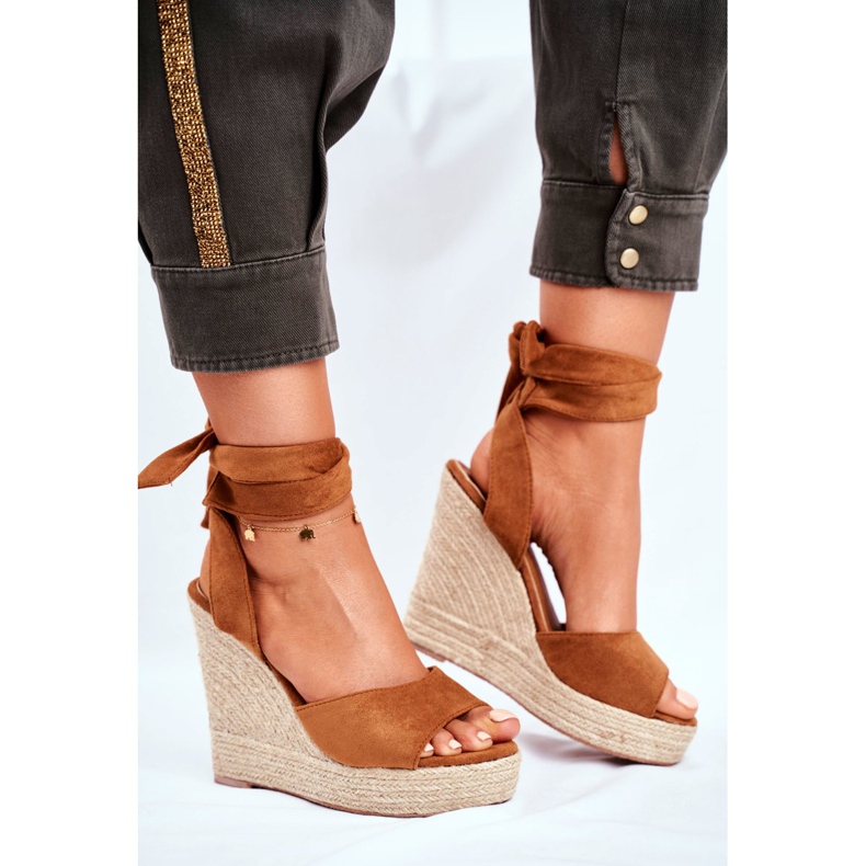 PS1 Women's Sandals On Wedge Tied Camel Belleza brown 2