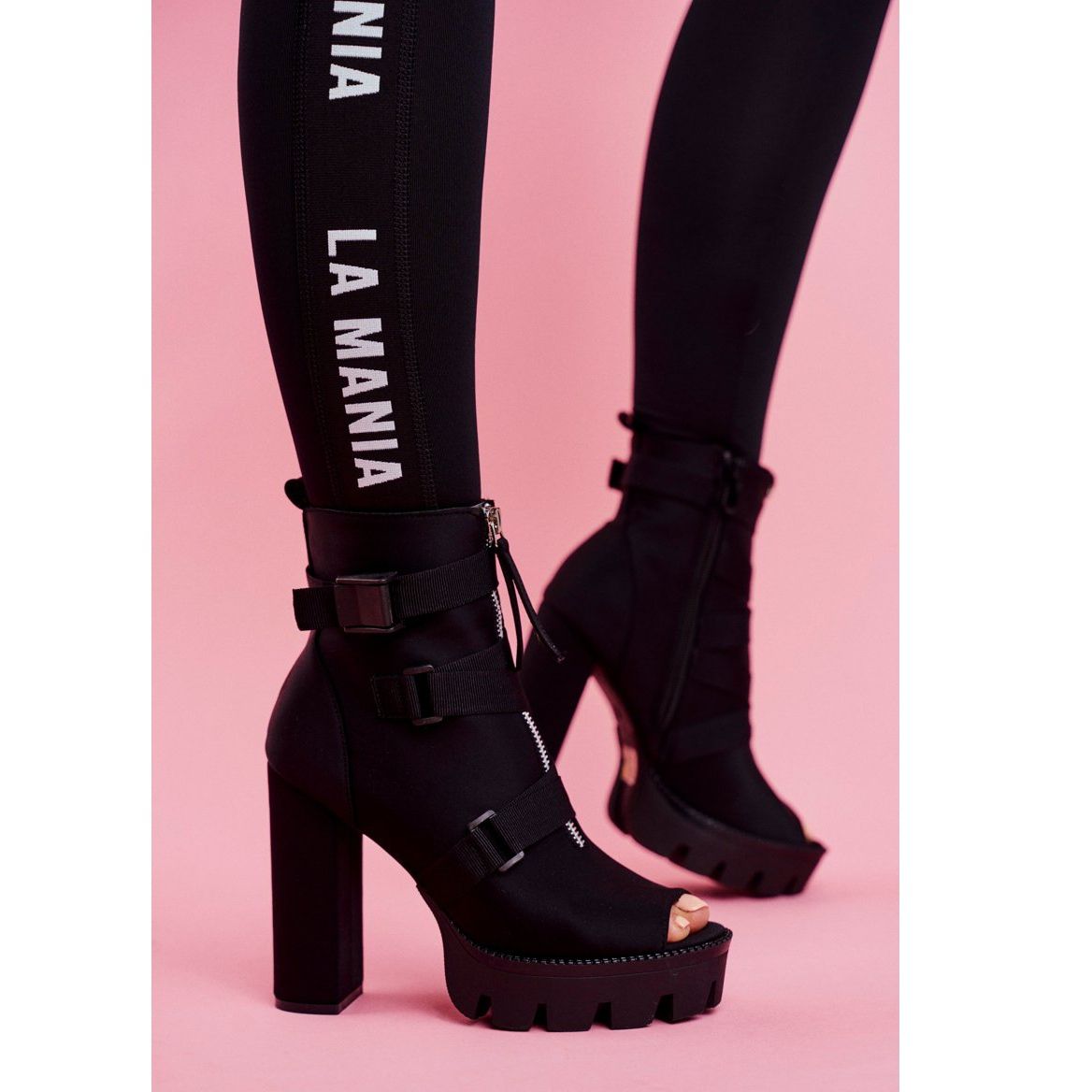 PS1 Women s Ankle Boots Open Toe Black Gladios