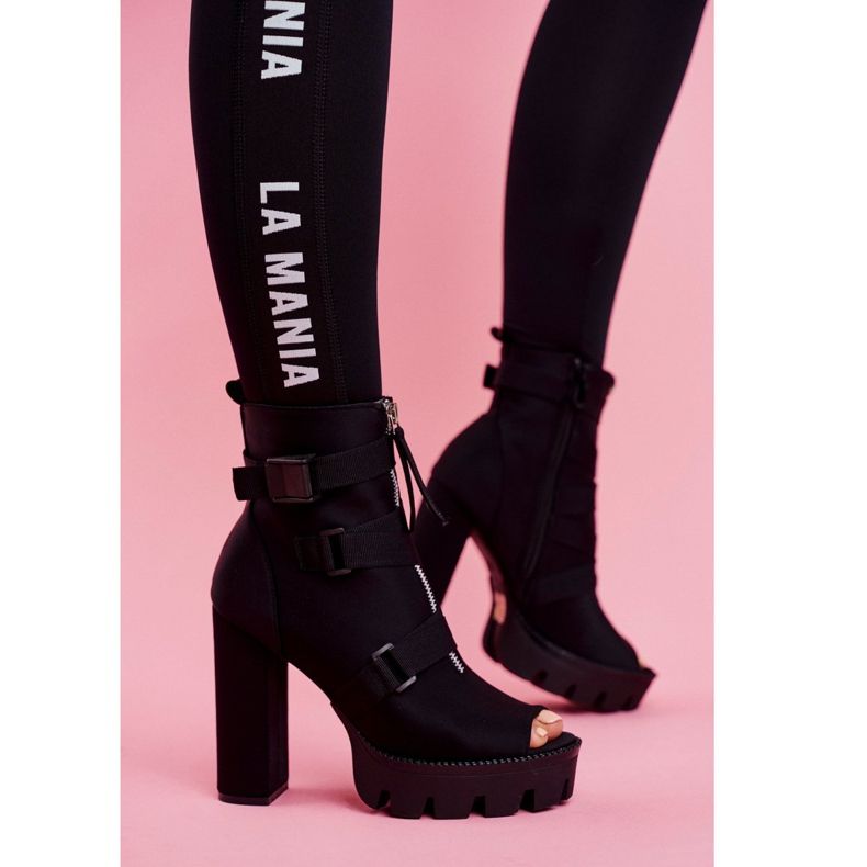 PS1 Women's Ankle Boots Open Toe Black Gladios 2