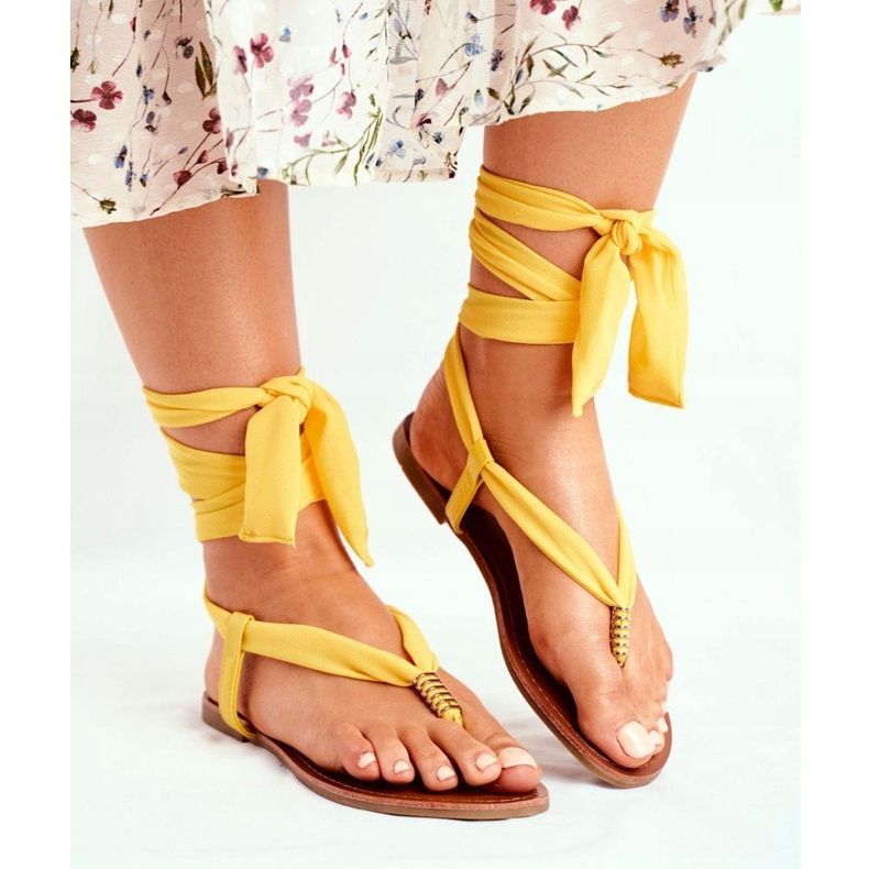 FS1 Women's Sandals Flip-flops Tied Yellow Derryl 1
