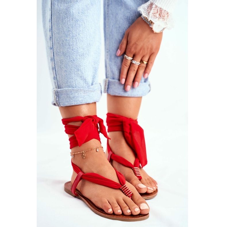 FS1 Women's Sandals Flip-flops Tied Red Derryl 1