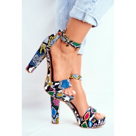 SEA Women's Sandals On A High Heel Colorful Snake Figaro multicolored 2