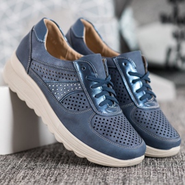 Comer Openwork Sneakers On Paltform blue 2