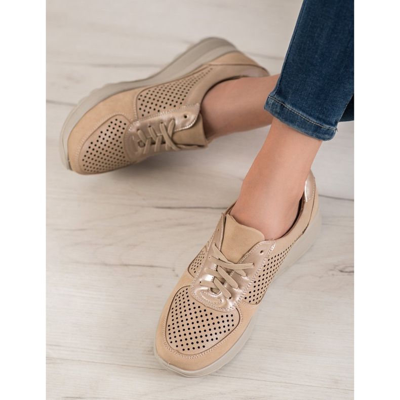 Comer Openwork Sneakers On Paltform brown yellow 1