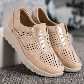 Comer Openwork Sneakers On Paltform brown yellow 2