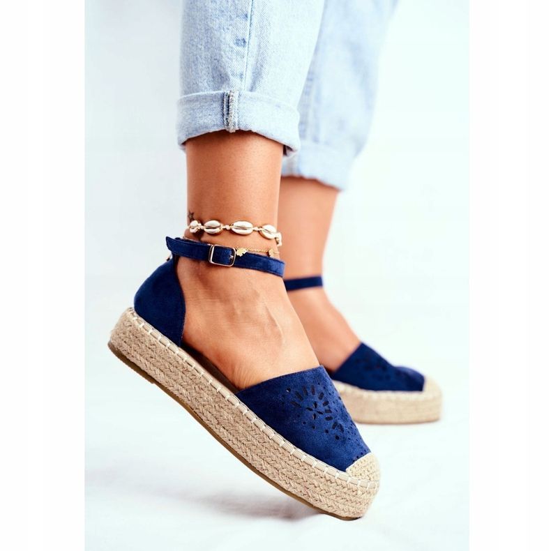 PS1 Women's Espadrilles On The Navy Blue Linen Platform Palermo 1