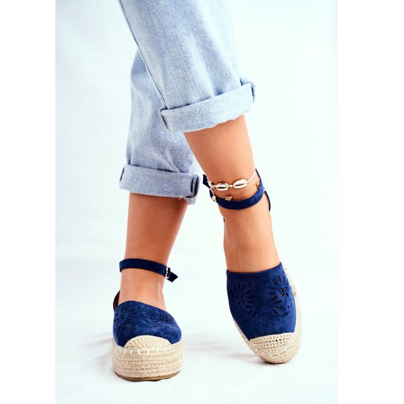 PS1 Women's Espadrilles On The Navy Blue Linen Platform Palermo 2