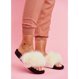 SEA Women's Slippers with Fur White Belmondo black 1