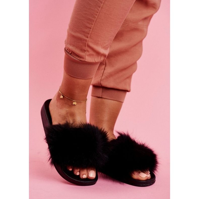 PS1 Women's slippers with fur Black Belmondo 1 PS1 Women's slippers with fur Black Belmondo 1