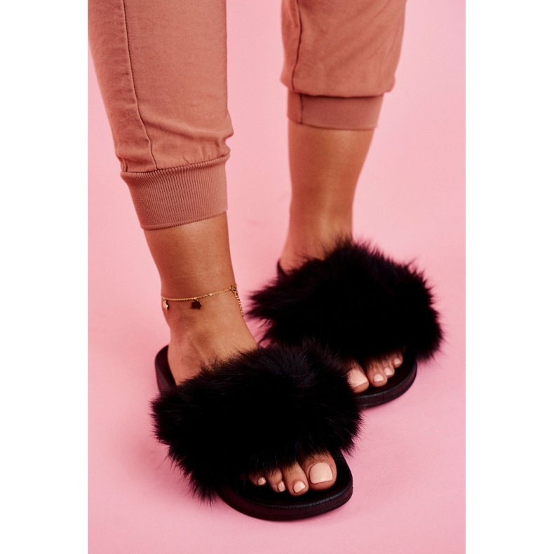 PS1 Women's slippers with fur Black Belmondo 2 PS1 Women's slippers with fur Black Belmondo 2